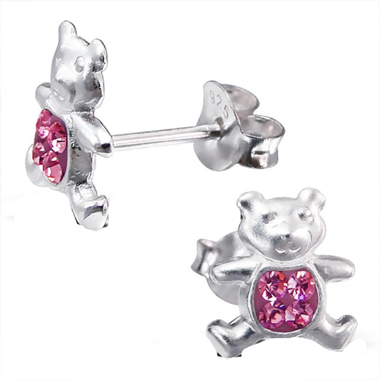 Kinderohrringe pinker Teddy Bär 925 Silber
