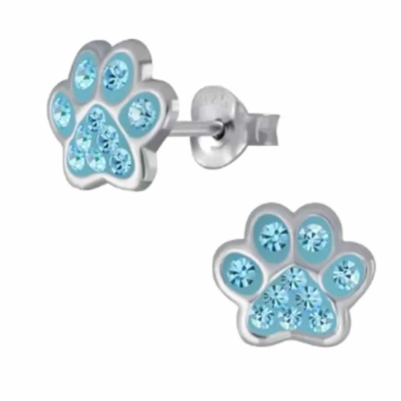 Kinderohrringe blaue Pfote 925 Silber