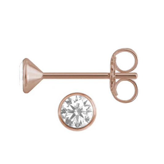 🇩🇪Ohrringe  Zirkonia 925 Silber  3 mm  - rosegold