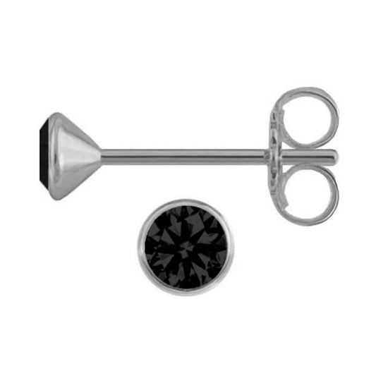 🇩🇪Ohrringe Ohrstecker  925 Silber  4 mm schwarz