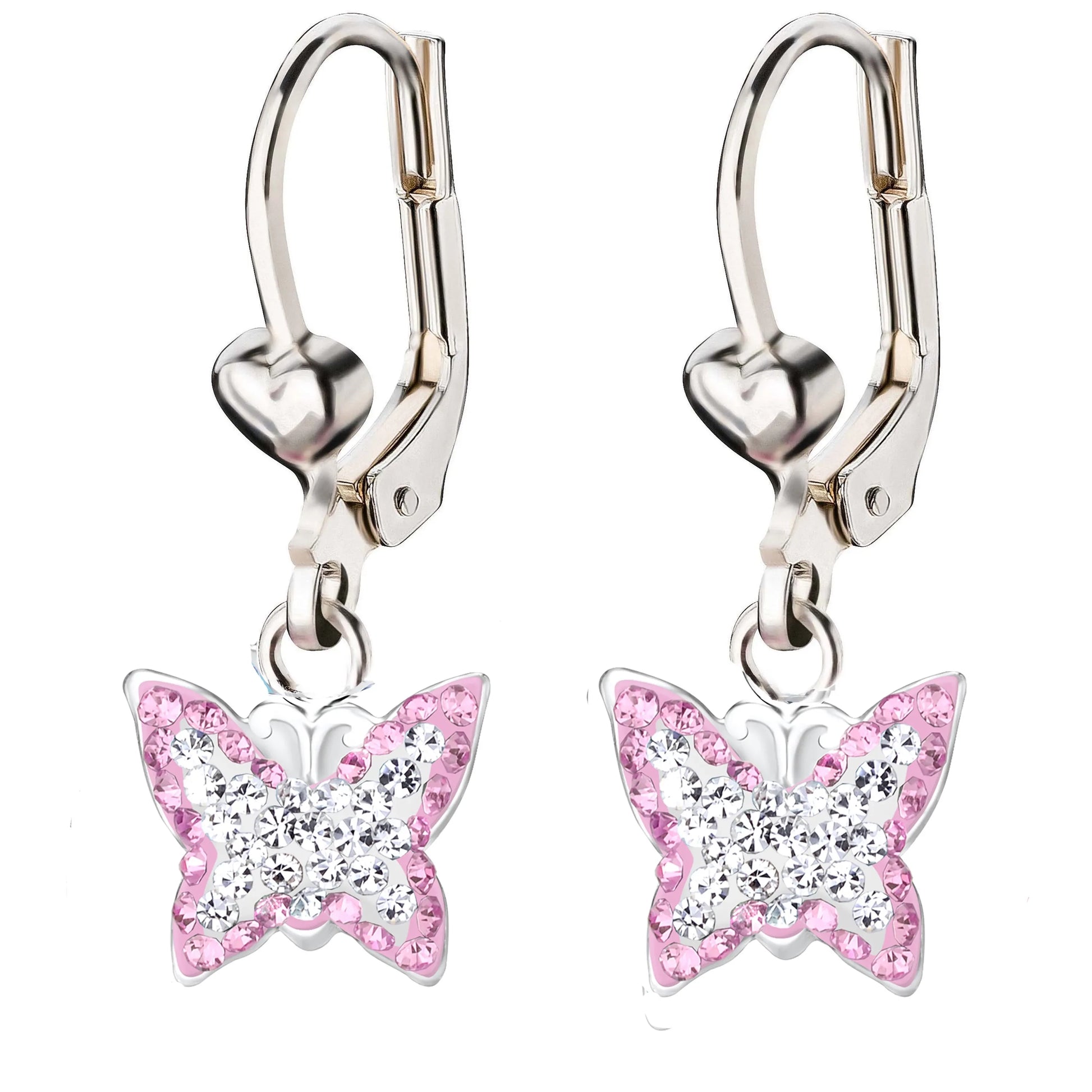 Kinderohrringe Ohrhänger Schmetterling 925 Silber pink klar