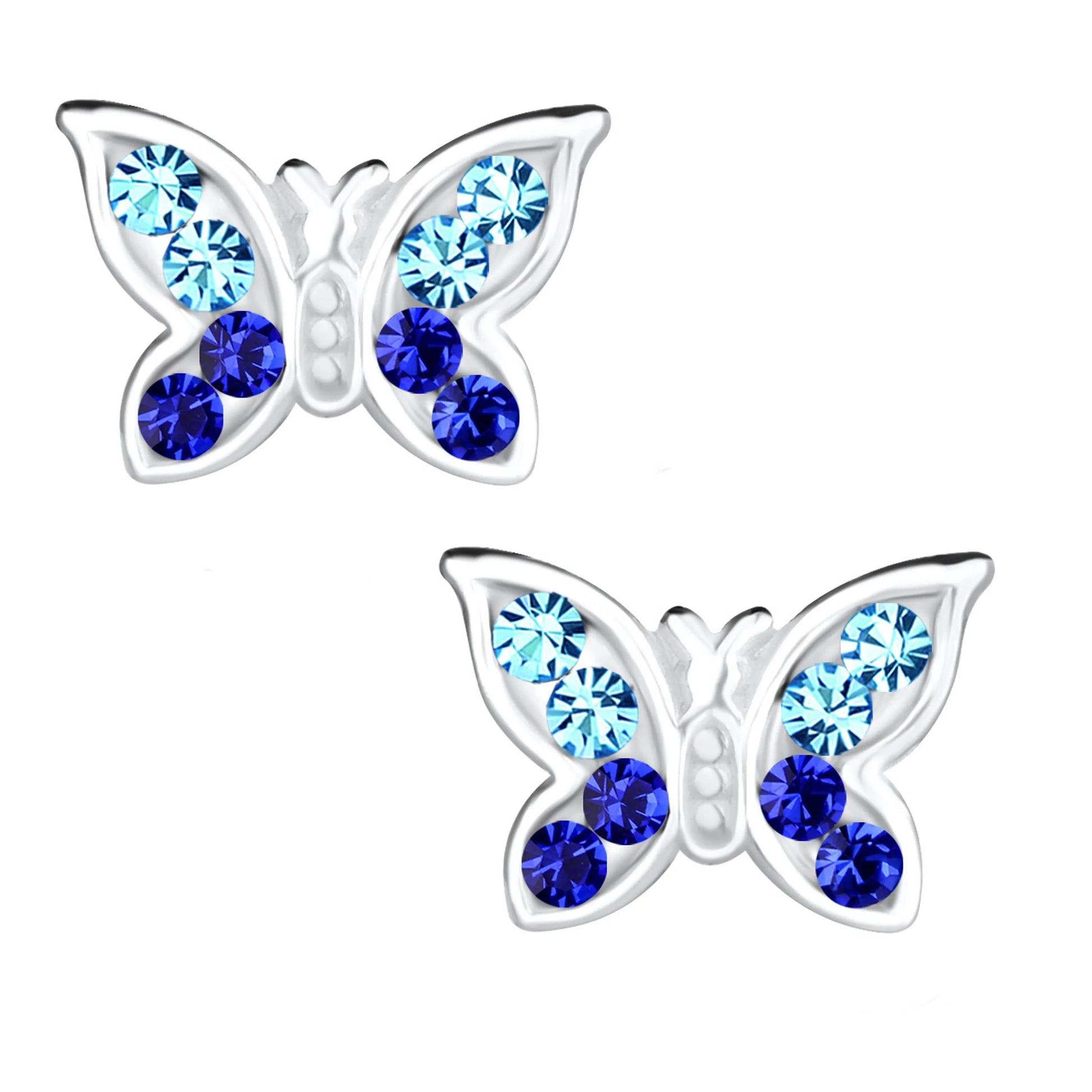 Kinderohrringe Schmetterling 925 Silber in blauen Farben