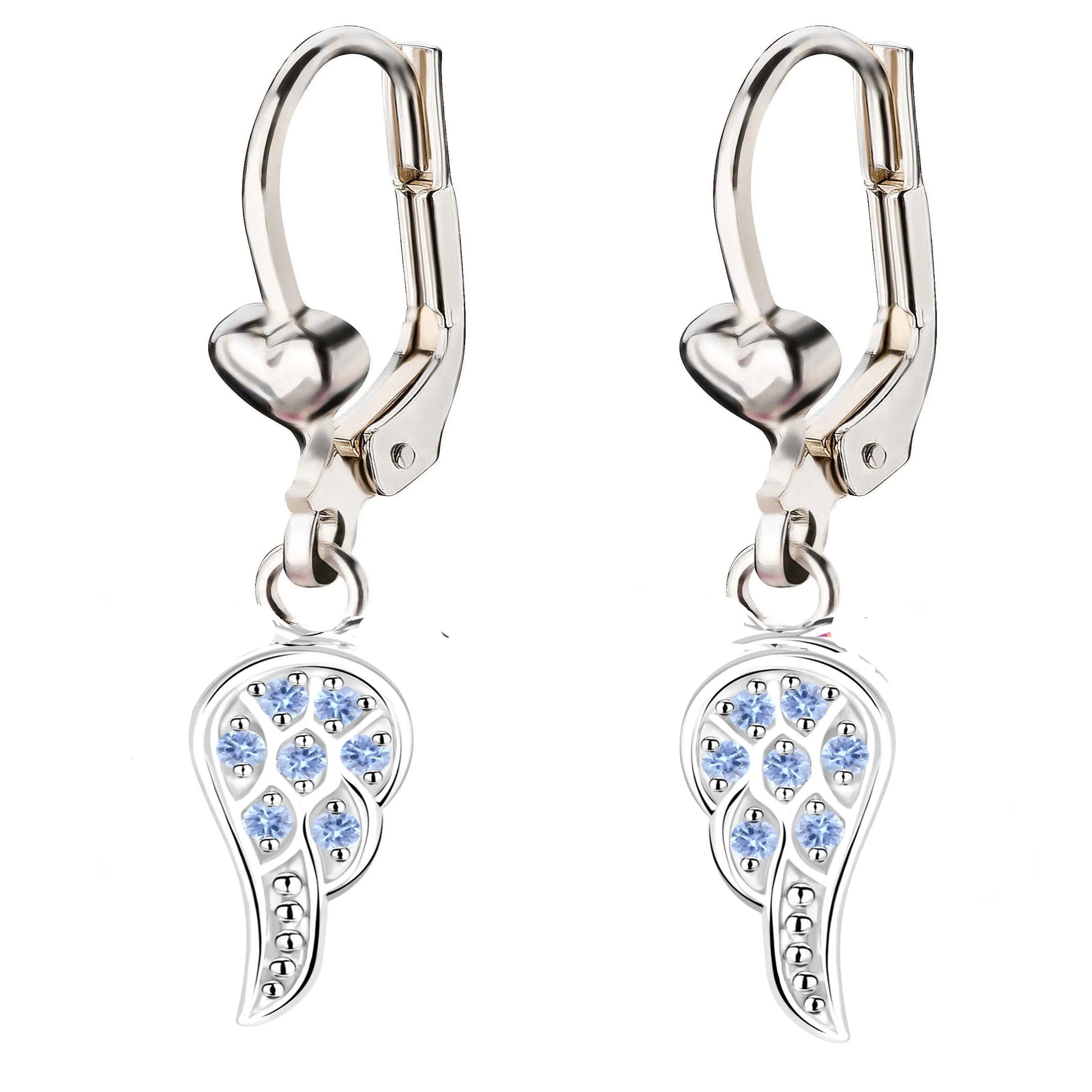 Ohrringe Engels Flügel 925 Silber Zirkonia hellblau