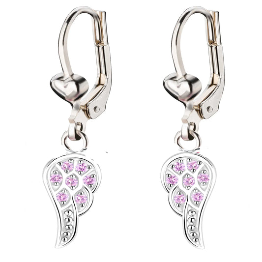 Ohrringe Flügel 925 Silber rosa  Zirkonia Kristall