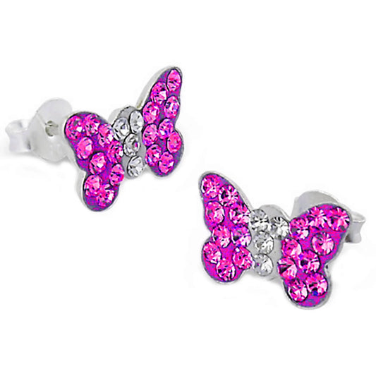 Kinderohrringe pinker Schmetterling Yve 925 Silber