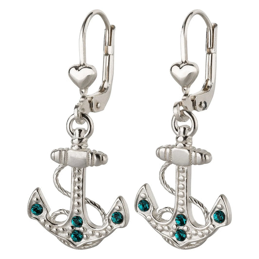 Ohrringe Ohrhänger Anker 925 Silber Zirkonia Zirkon