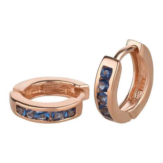 Ohrringe Creolen 925 Silber rosegold Zirkonia blau