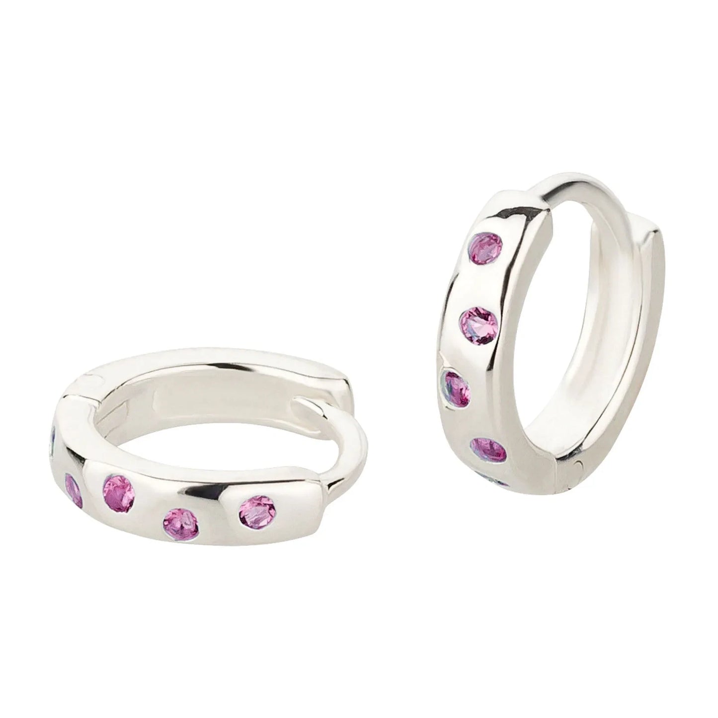 Ohrringe Creolen 925 Silber Zirkonia Fuchsia