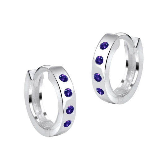 Ohrringe Creolen 925 Silber Zirkonia Reihe lila