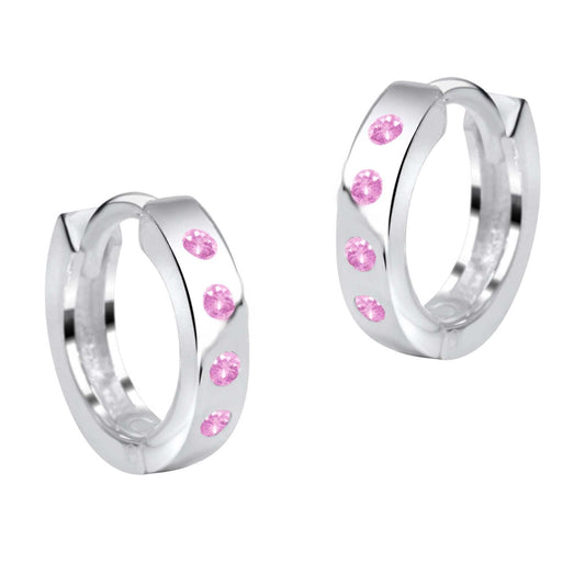 Ohrringe Creolen 925 Silber Zirkonia Reihe rosa