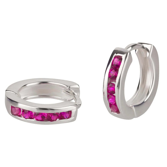 Creolen Ohrringe 925 Silber Zirkonia fuchsia