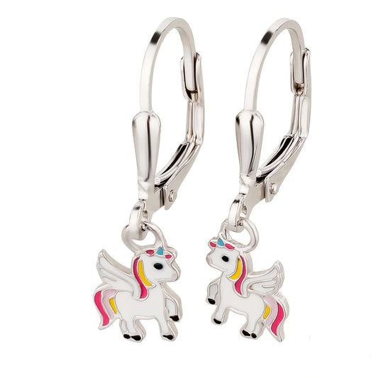 Kinder Ohrringe Einhorn 925 Silber Regenbogen