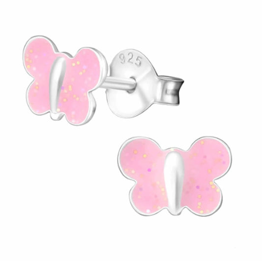 Kinderohrringe pinker Schmetterling Franko 925 Silber