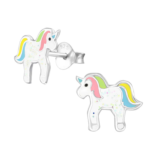 Kinderohrringe buntes Einhorn Pony 925 Silber