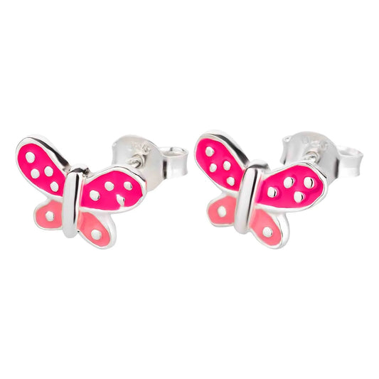 Kinderohrringe pinker Schmetterling June 925 Silber