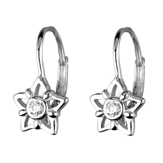 Kinderohrringe Stern Blume Zirkonia 925 Silber