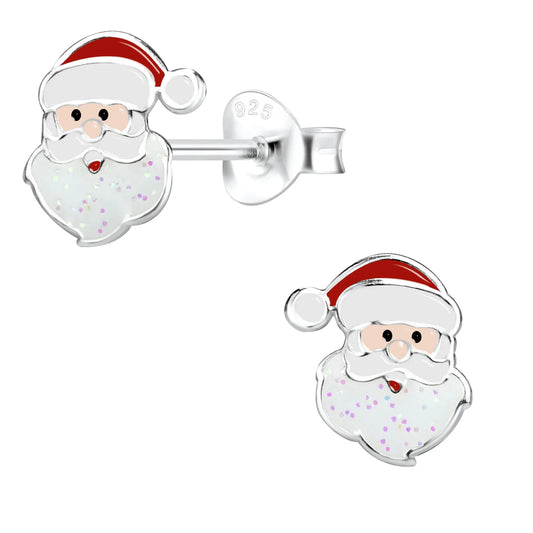 Kinderohrringe Nikolaus 925 Silber Glitzerfarbe