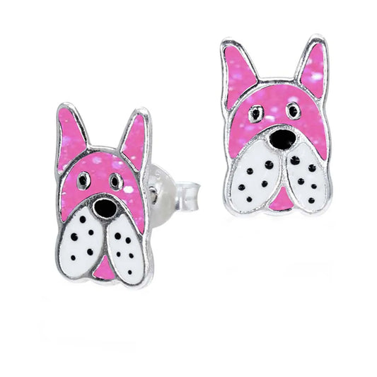 Kinderohrringe Hund Glitzer rosa 925 Silber