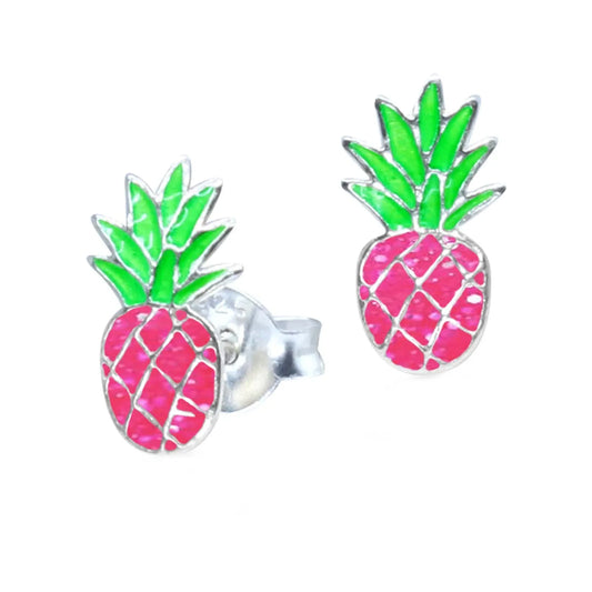 Kinderohrringe Ananas Glitzer 925 Silber