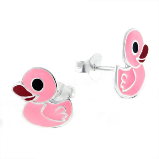 Kinderohrringe pinke Ente 925 Silber