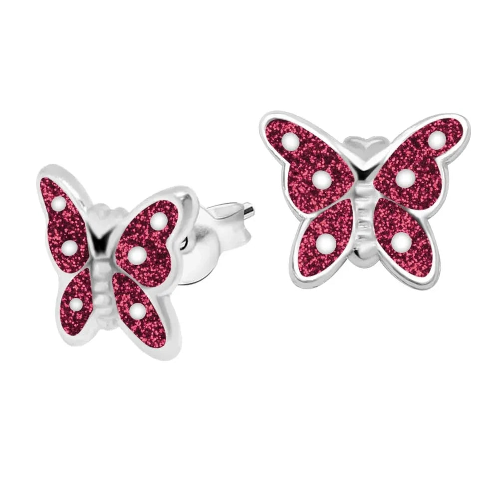 Kinderohrringe roter Star Schmetterling 925 Silber