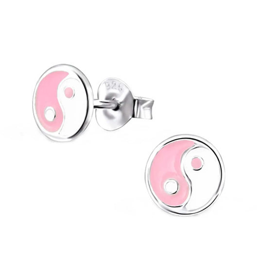 Kinderohrringe Yin Yang 925 Silber rosa weiss