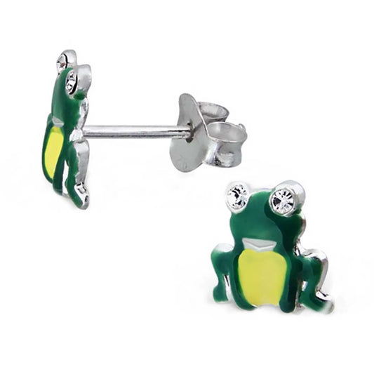 Kinderohrringe grüner Frosch 925 Silber