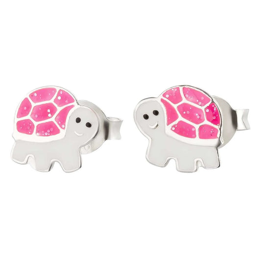 Kinderohrringe rosa weisse Schildkröte 925 Silber