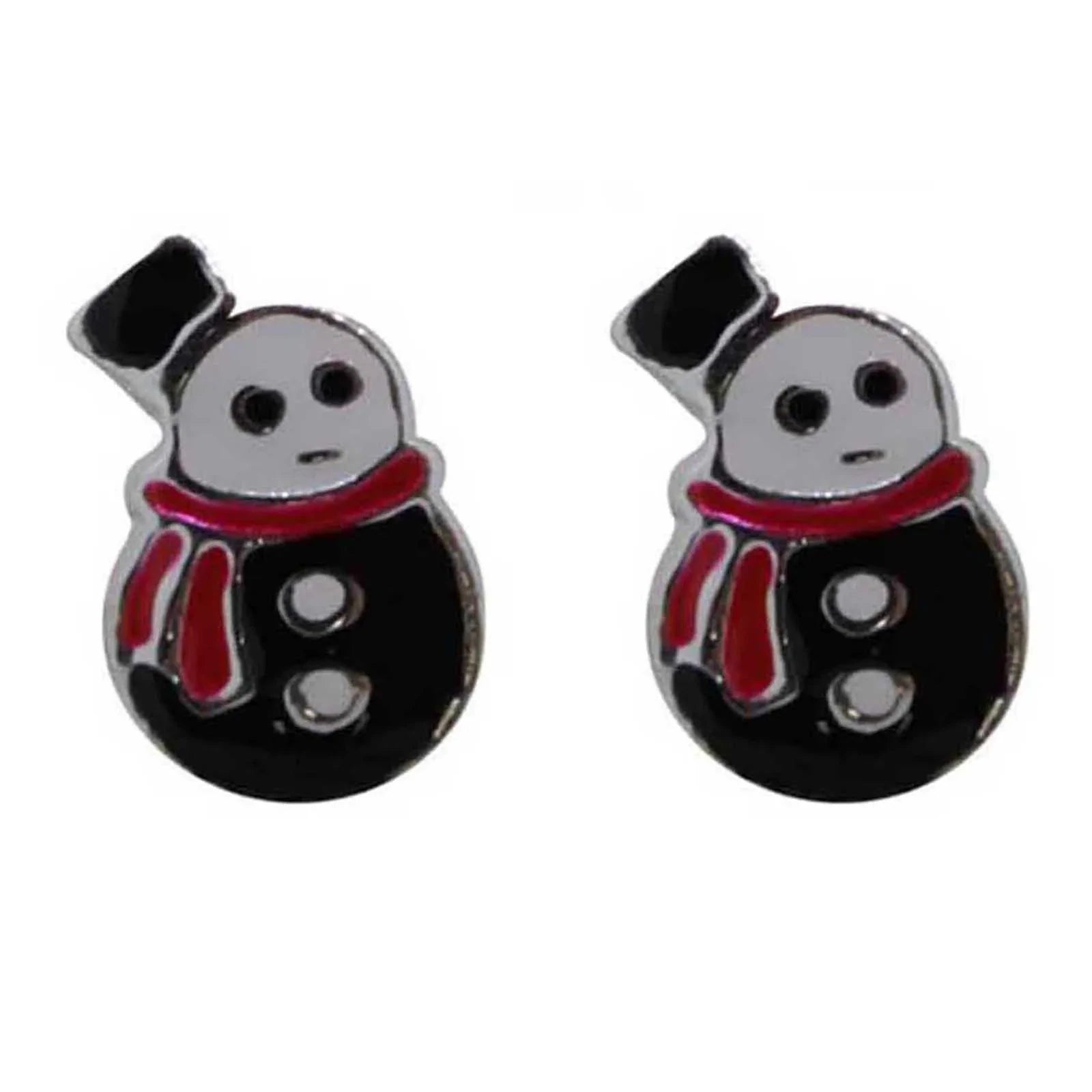 Kinderohrringe schwarzer Schneemann 925 Silber