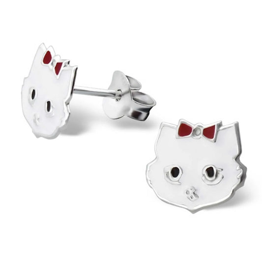 Kinderohrringe Katze 925 Silber Emaille