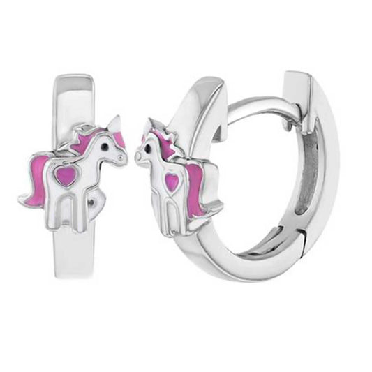 Kinder Ohrringe Creolen Einhorn 925 Silber