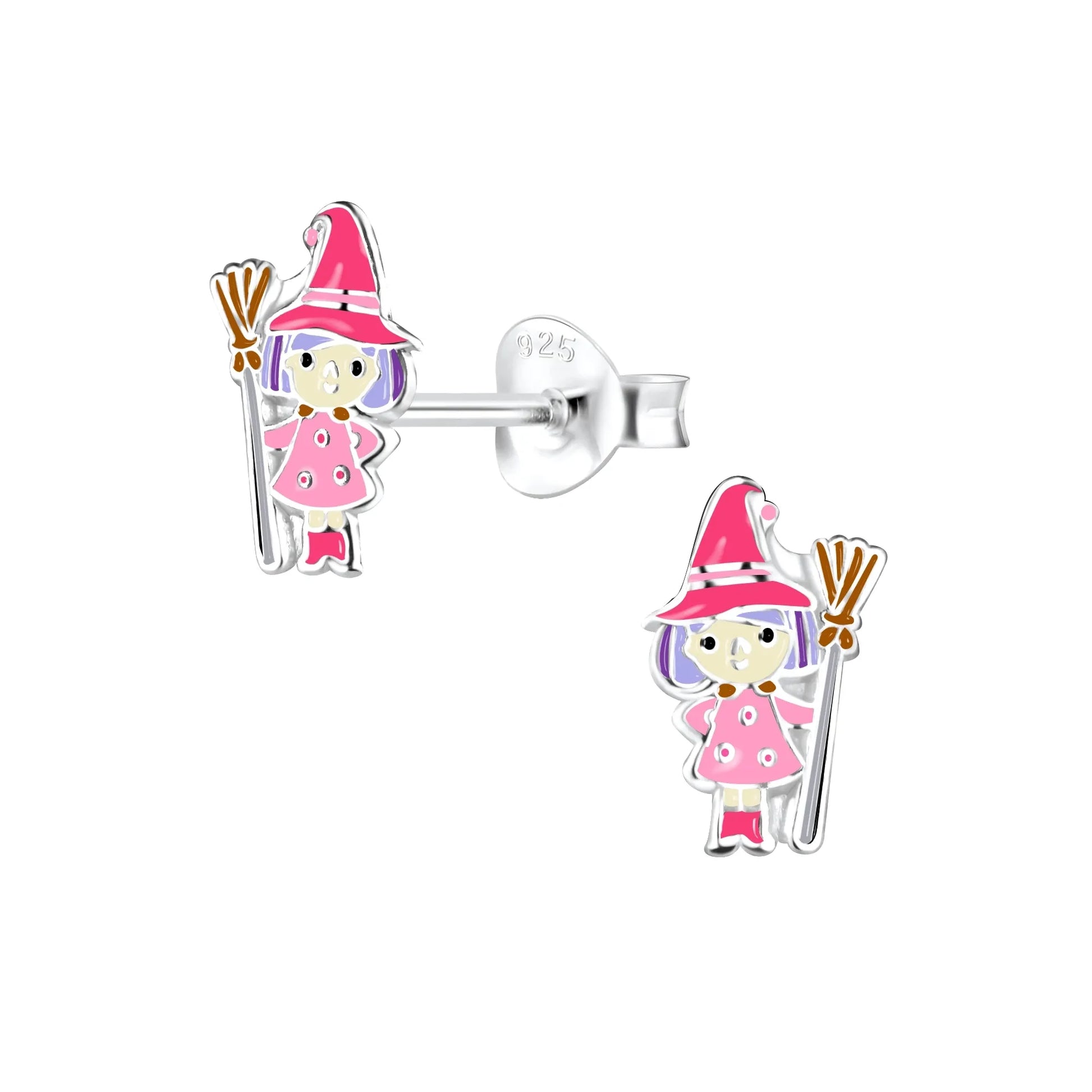 Kinderohrringe pinke Hexe 925 Silber