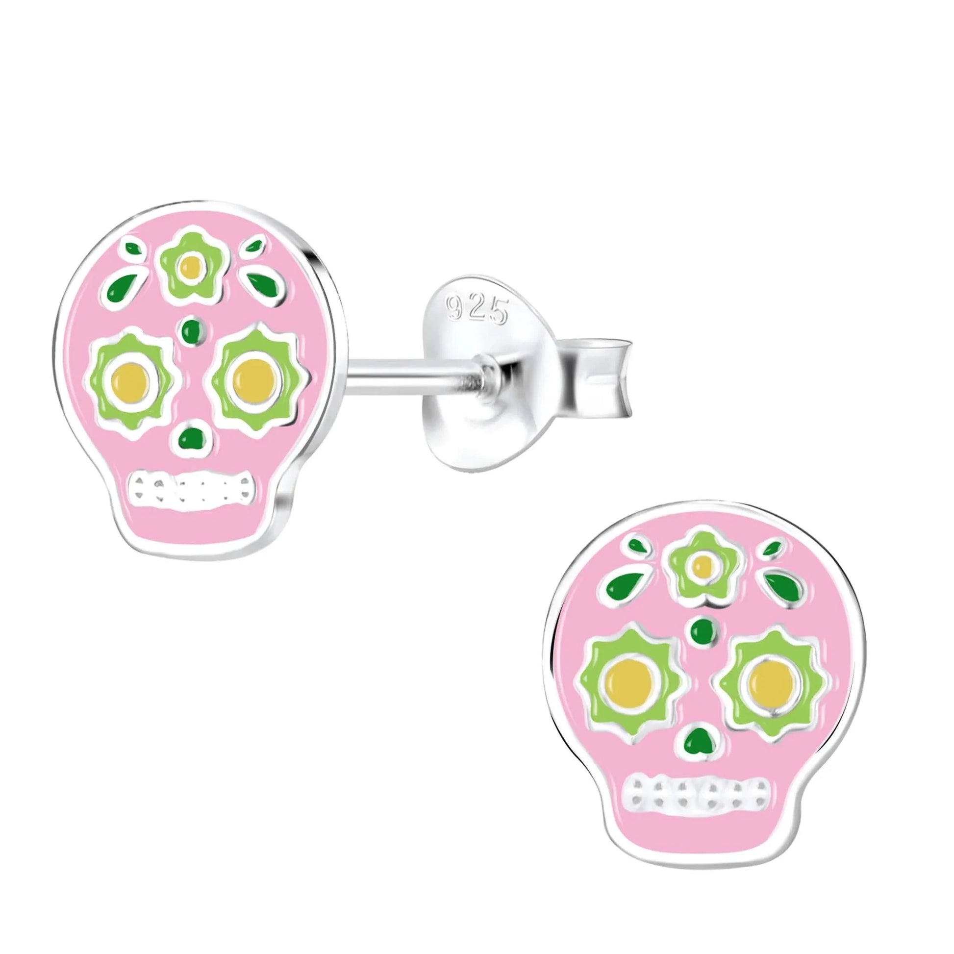 Kinderohrringe pinker Totenkopf 925 Silber