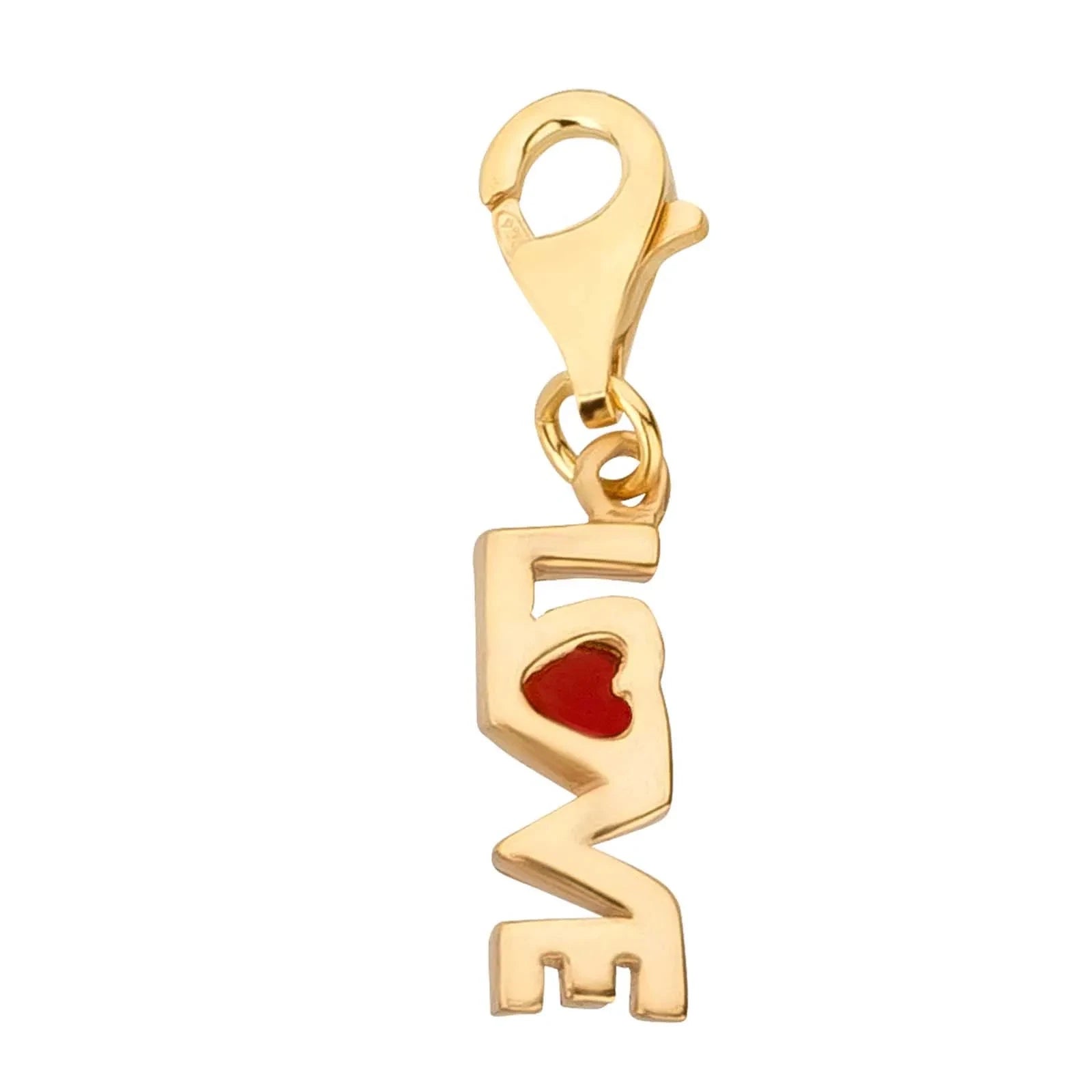 Charms Anhänger Love Liebe 925 Silber vergoldet