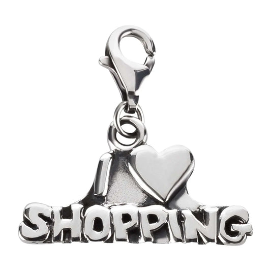 Charms Anhänger Bettelarmband I Love Shopping Herz 925 Silber