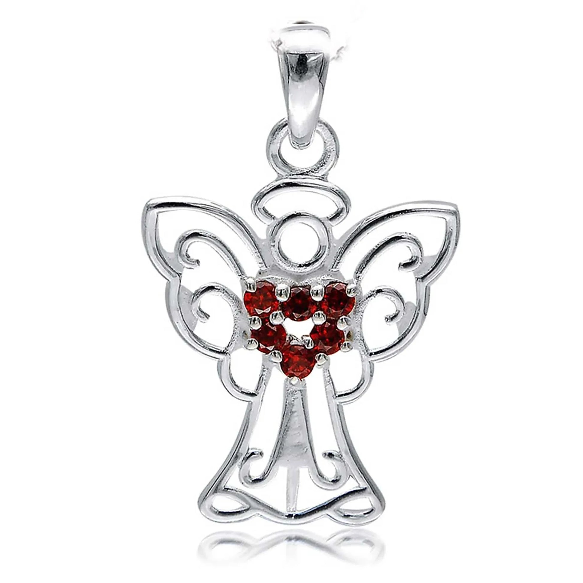 Anhänger Engel Schutzengel 925 Silber rotes Herz