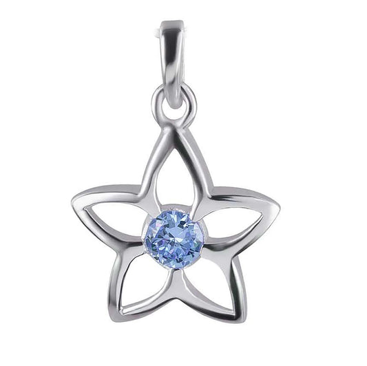 Anhänger Blume 925 Silber Zirkonia Blau