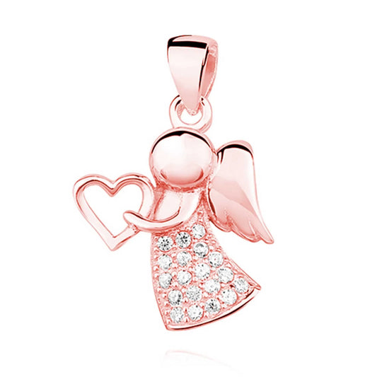 Kinder Anhänger Engel Schutzengel 925 Silber Zirkonia Rosegold
