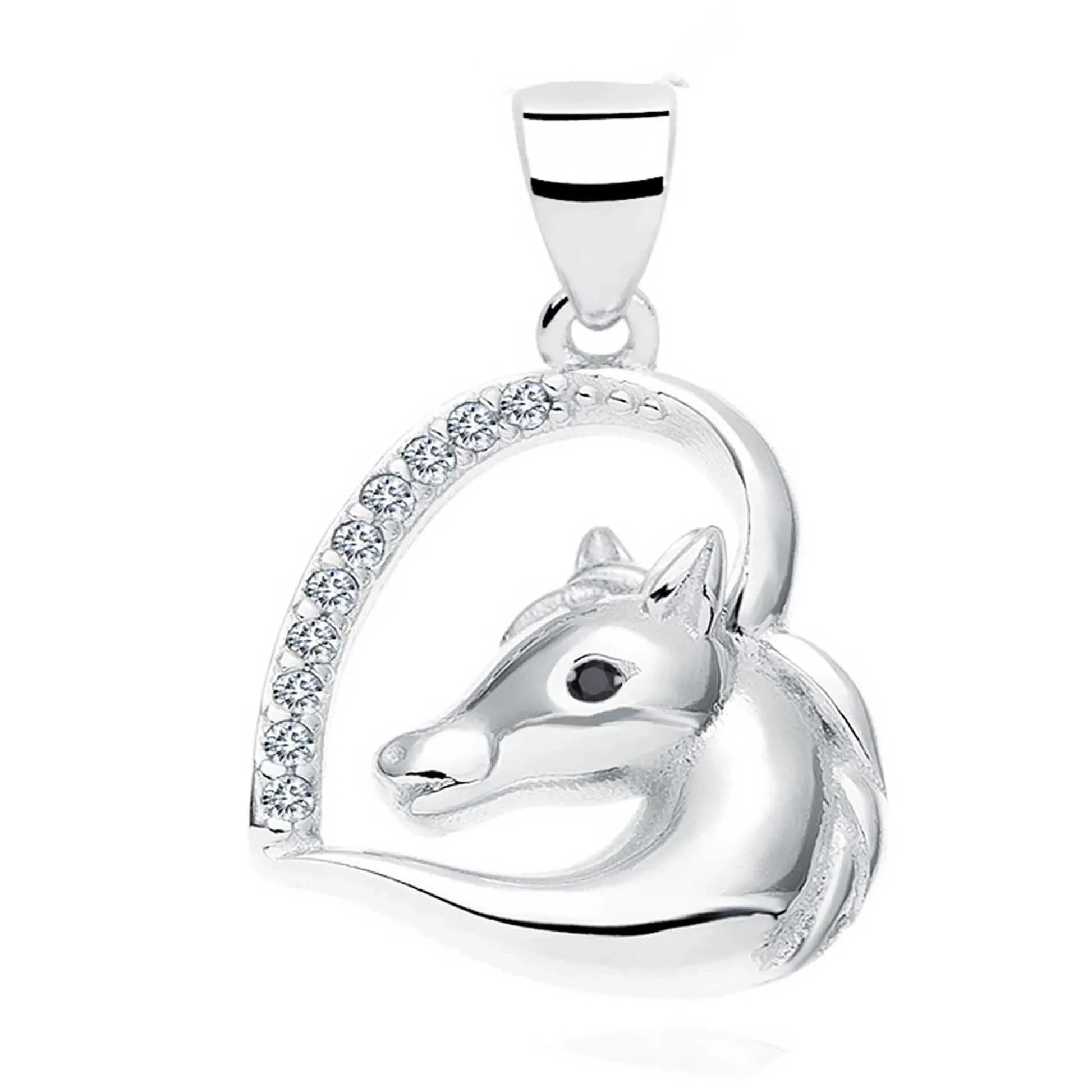 Anhänger grosses Pferd 925 Silber Zirkonia