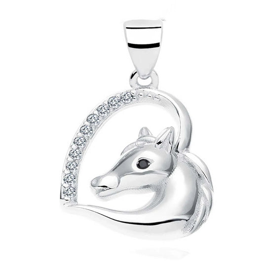 Anhänger grosses Pferd 925 Silber Zirkonia