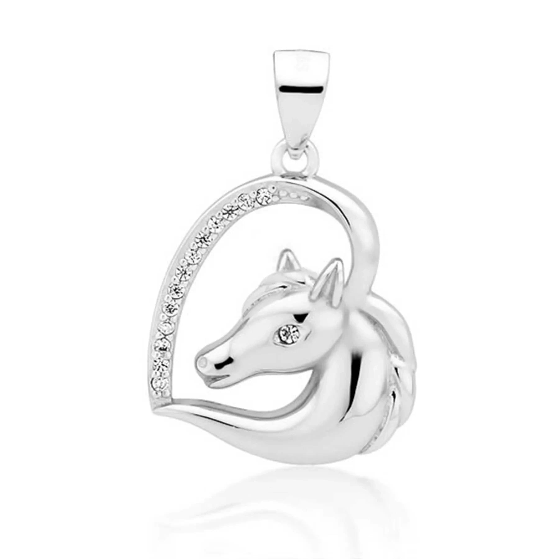 Anhänger Pferd Herz 925 Silber Zirkonnia
