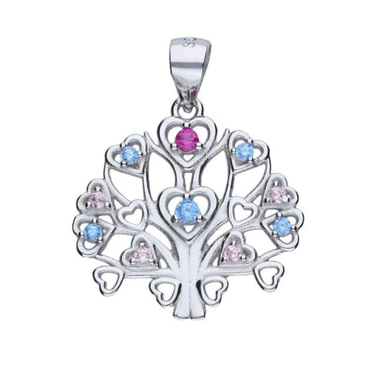 Anhänger Lebensbaum 925 Silber Zirkonia Bunt