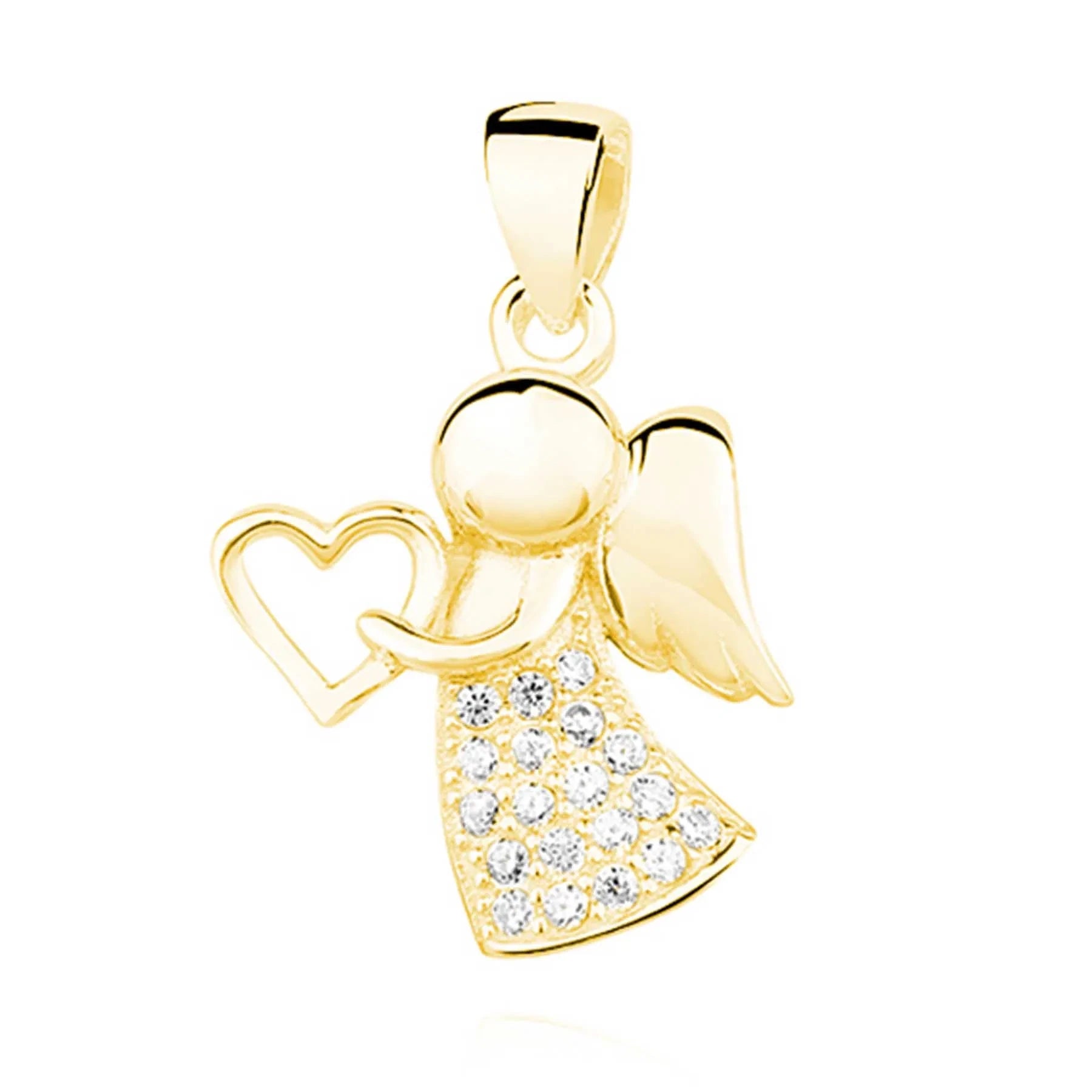 Kinder Anhänger Engel Schutzengel 925 Silber Zirkonia Gold