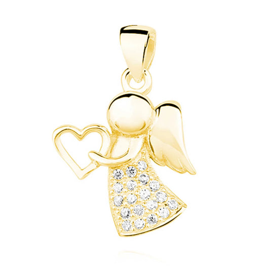Kinder Anhänger Engel Schutzengel 925 Silber Zirkonia Gold