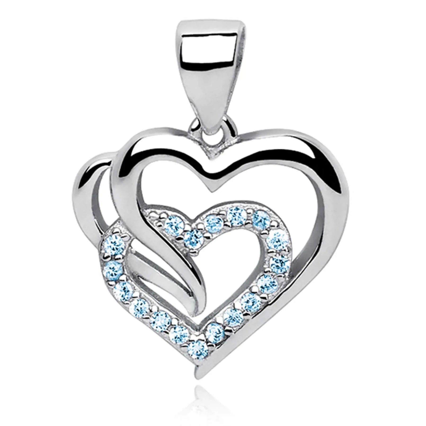Anhänger zwei Herzen 925 Silber Zirkonia Blau