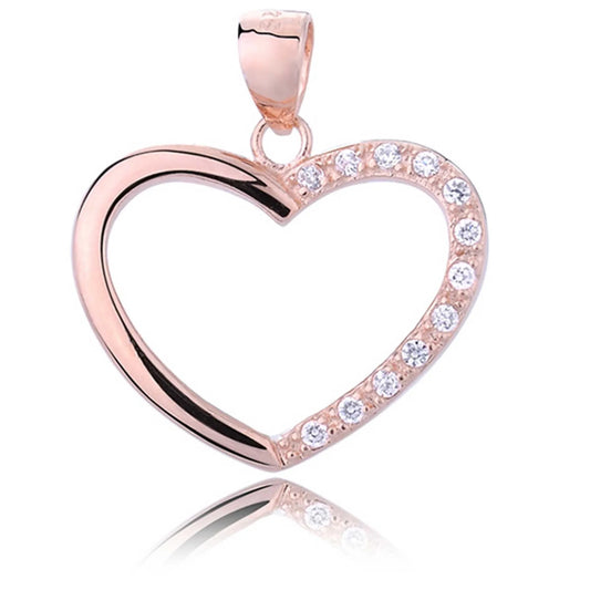 Anhänger grosses Herz 925 Silber Zirkonia Rosegold