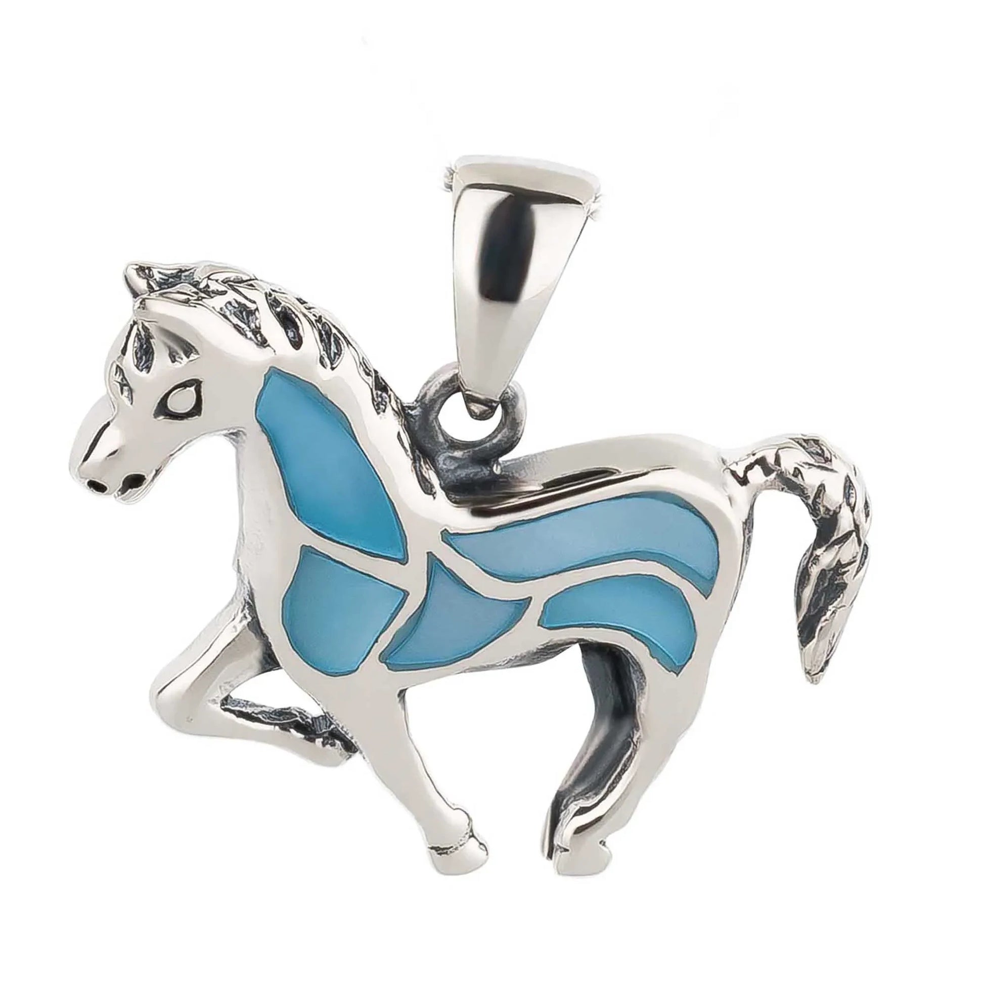 Anhänger Pferd 925 Silber blauer Mondstein