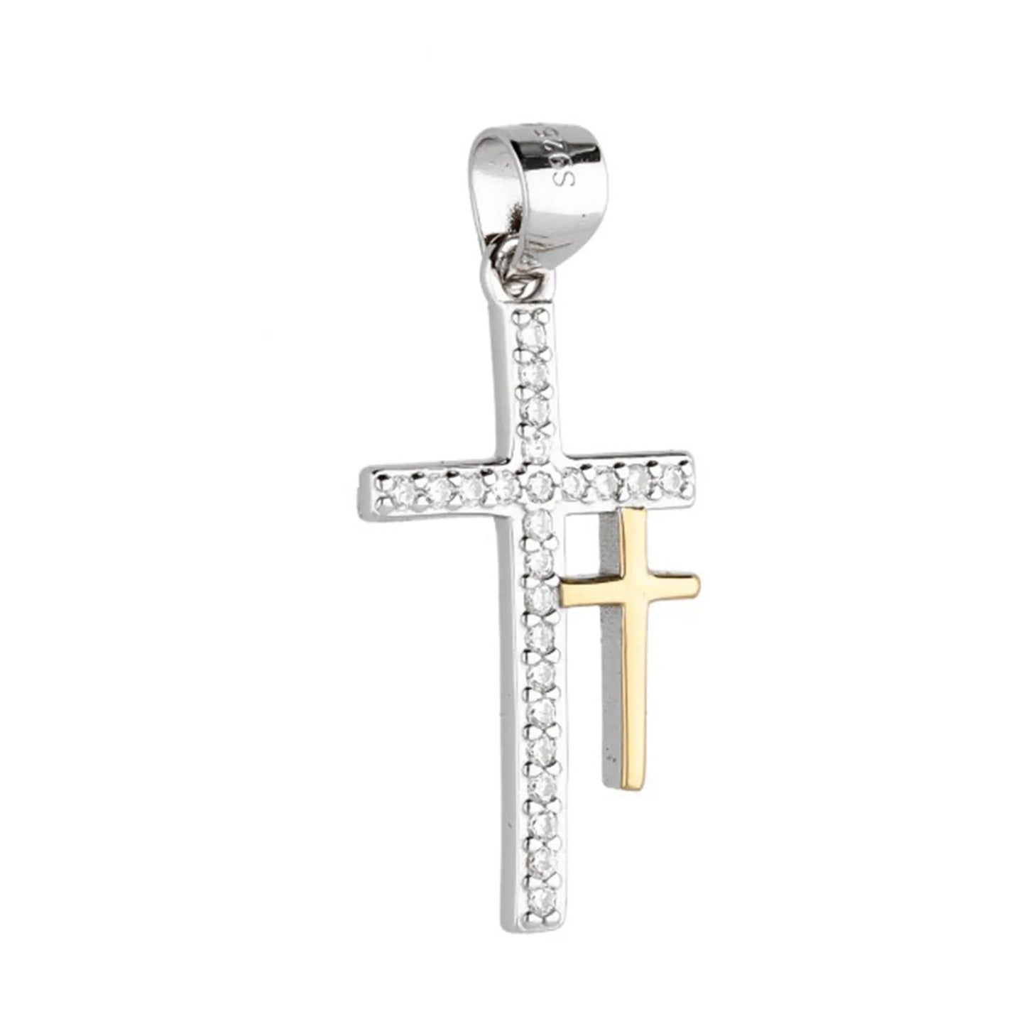 Anhänger Kreuz gold 925 Silber Zirkonia