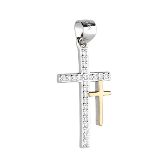 Anhänger Kreuz gold 925 Silber Zirkonia