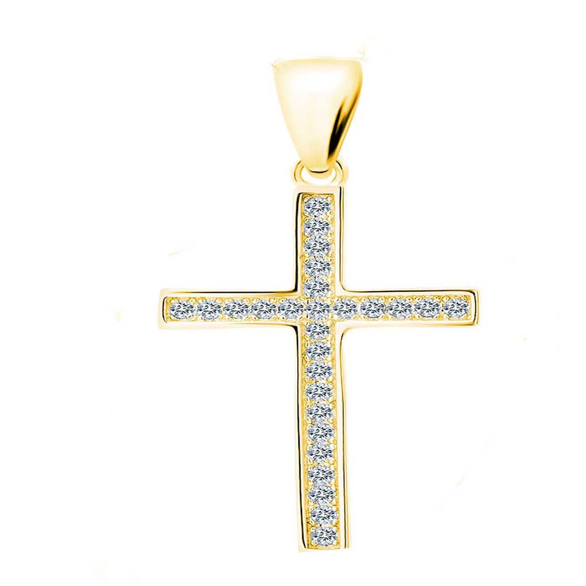 Anhänger Kreuz 925 Silber vergoldet Zirkonia Stein